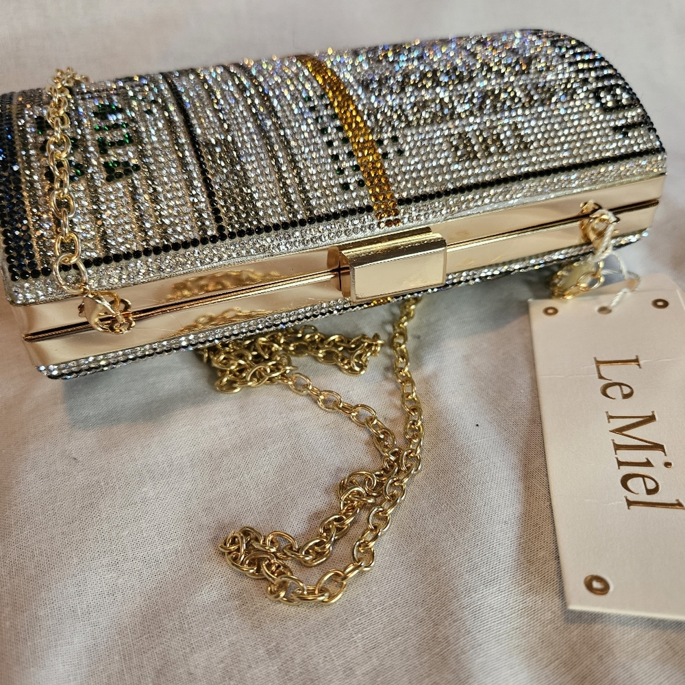 Le Miel Real Crystal Rhinestone ecrusted super-bling billion dollar purse NWT